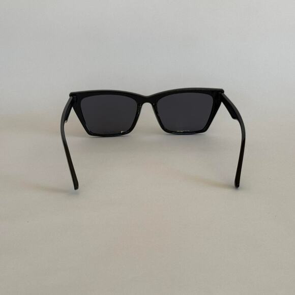 Y2K Black Cat Eye Angled Sunglasses Grey Lens Unisex Retro UVA UVB - Picture 5 of 7